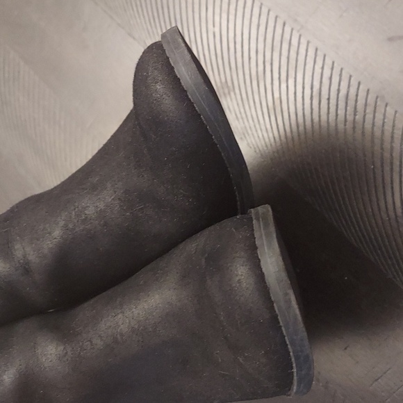 MIA Black Studded Textile Upper Sz 8.5 Ankle Boots Stacked Heel - Picture 5 of 11